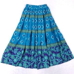 Vintage Liz Claiborne Boho Maxi Skirt Blue Purple Rayon Size 4 Taiwan 80s 90s